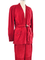 1970s Gucci Red Suede Pant Ensemble Suit arcadeshops.com