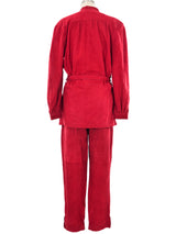 1970s Gucci Red Suede Pant Ensemble Suit arcadeshops.com