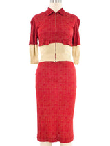 2000s Jean Paul Gaultier Red Jersey Skirt Ensemble Suit arcadeshops.com