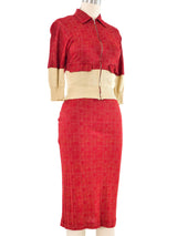 2000s Jean Paul Gaultier Red Jersey Skirt Ensemble Suit arcadeshops.com