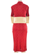 2000s Jean Paul Gaultier Red Jersey Skirt Ensemble Suit arcadeshops.com