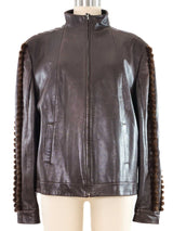 Escada Mink Trim Leather Jacket Jacket arcadeshops.com