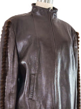 Escada Mink Trim Leather Jacket Jacket arcadeshops.com