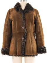 Caramel Shearling Suede Jacket Jacket arcadeshops.com
