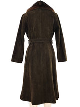 Mink Trim Brown Suede Duster Outerwear arcadeshops.com