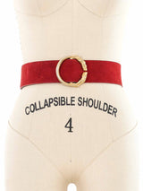 Lion Buckle Red Suede Belt Accessory arcadeshops.com