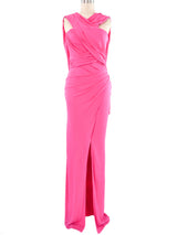 Versace Hot Pink Cowl Back Gown Dress arcadeshops.com