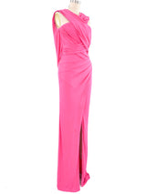 Versace Hot Pink Cowl Back Gown Dress arcadeshops.com