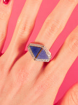 14K Lapis and Diamond Geometric Ring Fine Jewelry arcadeshops.com