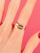 14k Rectangular Band Diamond Ring