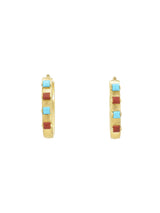 1970s 18k Turquoise and Coral Earrings Fine Jewelry arcadeshops.com