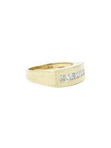 14k Rectangular Band Diamond Ring