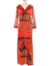 2000s Jean Paul Gaultier Printed Mesh Maxi Dress Dress arcadeshops.com