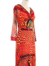 2000s Jean Paul Gaultier Printed Mesh Maxi Dress Dress arcadeshops.com