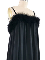 2021 Saint Laurent Feather Trimmed Slip Dress Dress arcadeshops.com