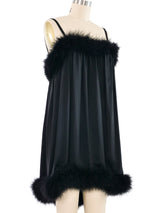 2021 Saint Laurent Feather Trimmed Slip Dress Dress arcadeshops.com
