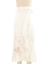 Lace Embellished Ivory Silk Skirt
