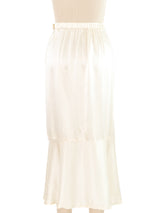 Lace Embellished Ivory Silk Skirt