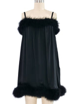 2021 Saint Laurent Feather Trimmed Slip Dress Dress arcadeshops.com