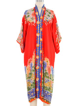 1920s Chrysanthemum Print Silk Robe Jacket arcadeshops.com