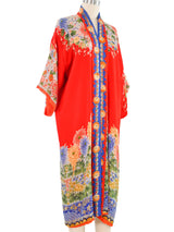 1920s Chrysanthemum Print Silk Robe Jacket arcadeshops.com