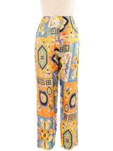 1970s Psychedelic Floral Satin Trousers