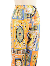 1970s Psychedelic Floral Satin Trousers