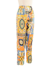 1970s Psychedelic Floral Satin Trousers