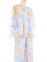 1960s Watercolor Floral Lounge Set