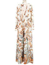1970s Floral Print Jersey Zip Caftan