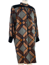 1980s Yves Saint Laurent Plaid Wool Smock Dress Dress arcadeshops.com