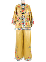 Embroidered Silk Chinese Pajama Ensemble