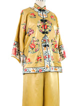 Embroidered Silk Chinese Pajama Ensemble