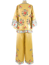 Embroidered Silk Chinese Pajama Ensemble