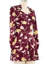 1970s Floral Bird Mini Dress Dress arcadeshops.com