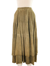 Perforated Suede Skirt Set Suit arcadeshops.com