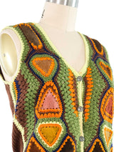 1970s Suede Panel Crochet Vest Top arcadeshops.com