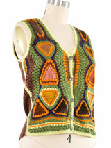1970s Suede Panel Crochet Vest Top arcadeshops.com