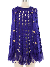 Purple Crochet Fringe Poncho Top arcadeshops.com