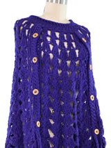 Purple Crochet Fringe Poncho Top arcadeshops.com
