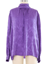 Yves Saint Laurent Lavender Jacquard Blouse Top arcadeshops.com
