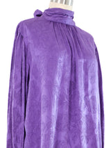 Yves Saint Laurent Lavender Jacquard Blouse Top arcadeshops.com