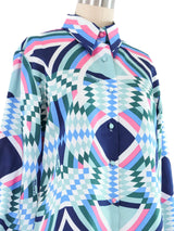 1970s Lanvin Optical Print Blouse Top arcadeshops.com