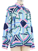 1970s Lanvin Optical Print Blouse Top arcadeshops.com