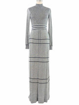 Metallic Silver Knit Maxi Dress Dress arcadeshops.com