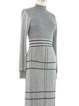 Metallic Silver Knit Maxi Dress Dress arcadeshops.com