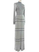 Metallic Silver Knit Maxi Dress Dress arcadeshops.com