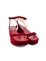 Prada Red Velvet Platform Sandal, 36