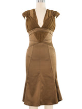 2000s Just Cavalli Brown Silk Dress Dress arcadeshops.com