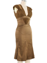 2000s Just Cavalli Brown Silk Dress Dress arcadeshops.com